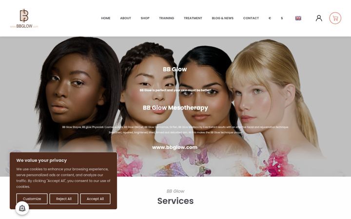 Screenshot of bbglow.com