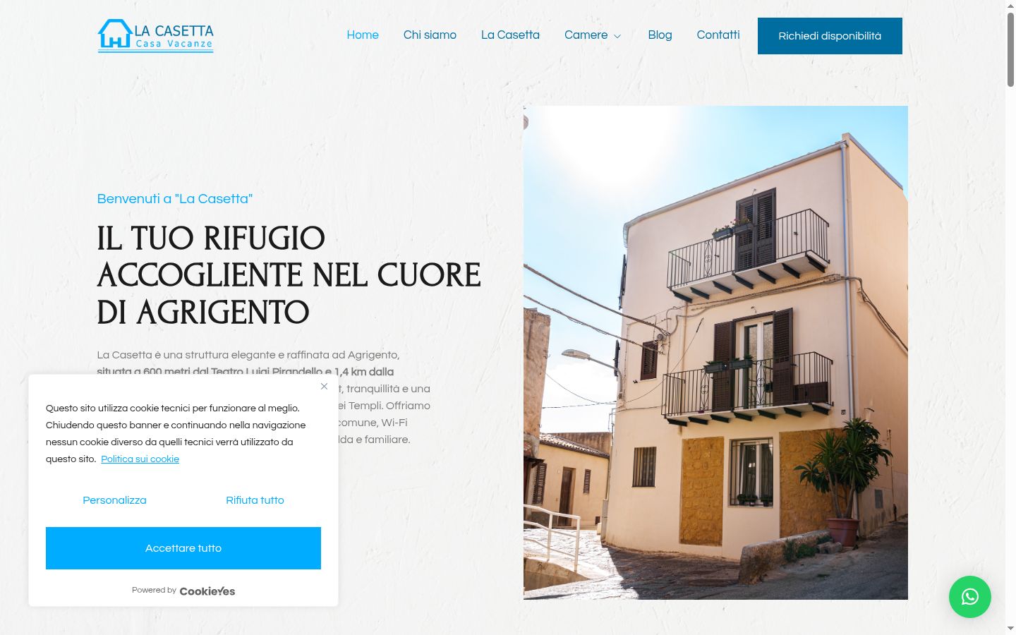 Screenshot del banner di consenso mostrato prima di qualsiasi interazione