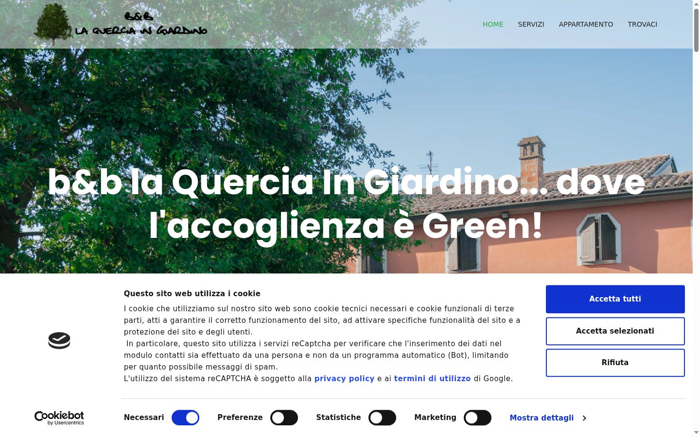 Screenshot del banner di consenso mostrato prima di qualsiasi interazione