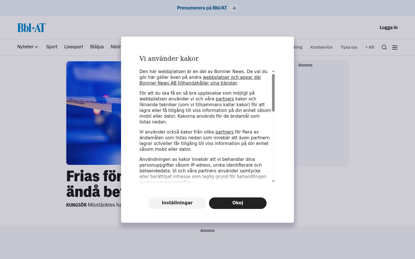 Sutikimo reklamjuostės, rodytos prieš bet kokią sąveiką, ekrano kopija