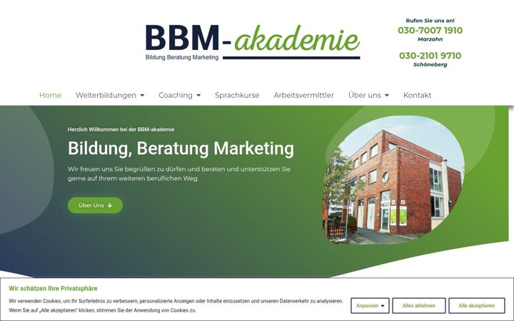 Screenshot of bbm-akademie.de