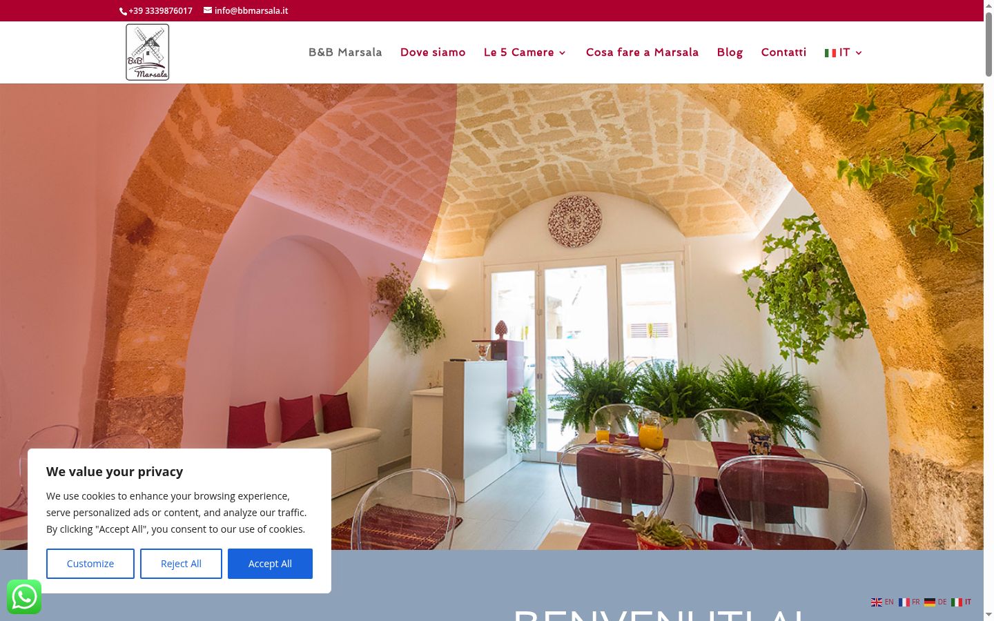 Screenshot of the consent banner shown before any interaction