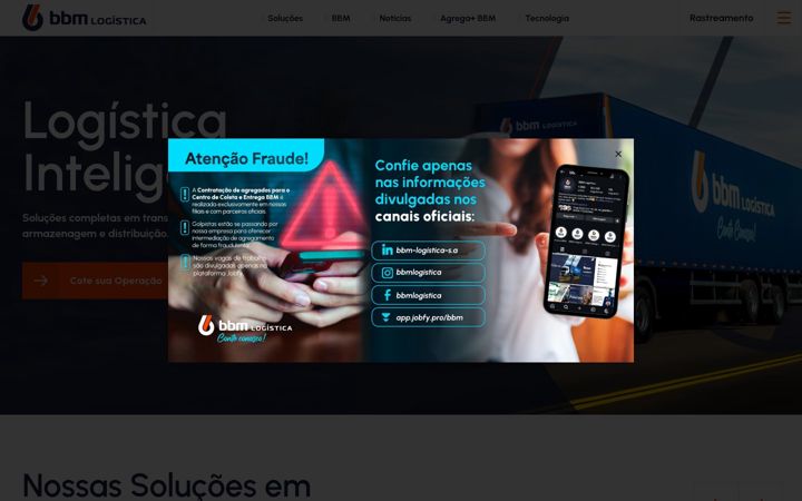 Snimka zaslona za bbmlogistica.com.br