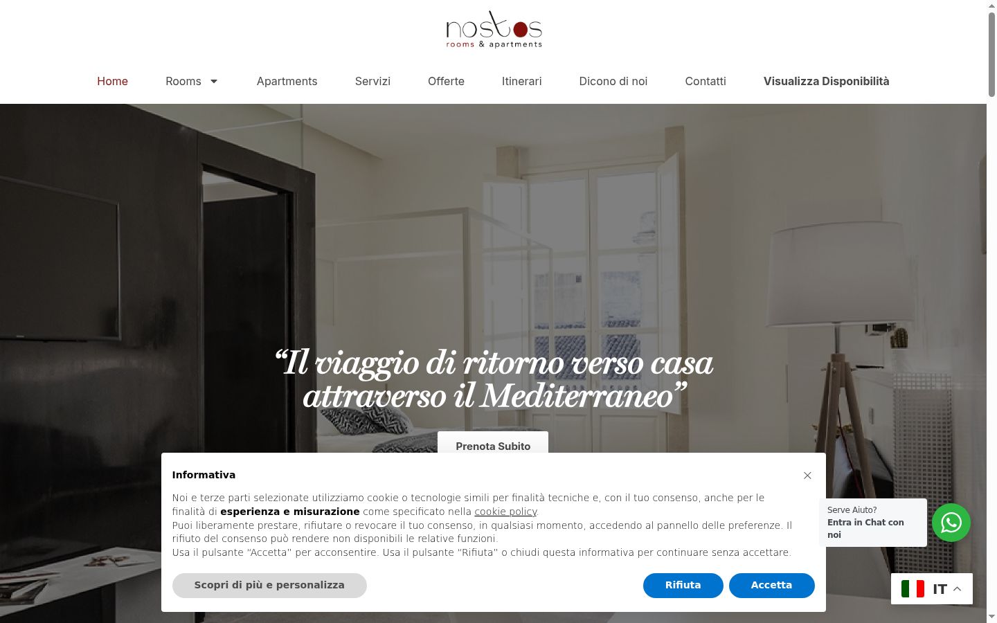 Screenshot del banner di consenso mostrato prima di qualsiasi interazione