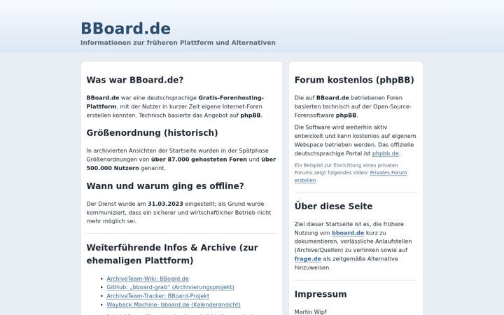 Screenshot of bboard.de
