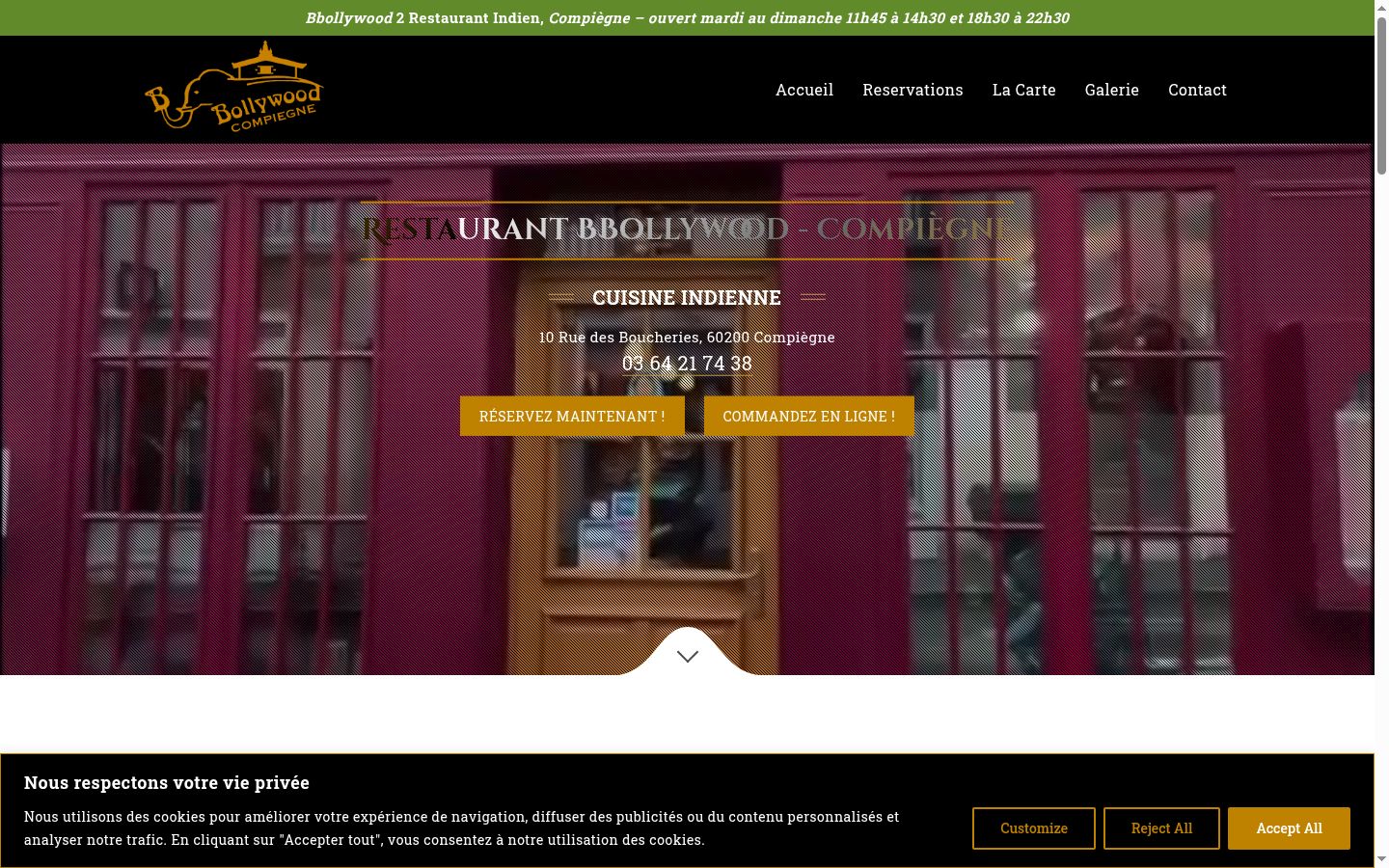 Capture d'écran de la bannière de consentement affichée avant toute interaction