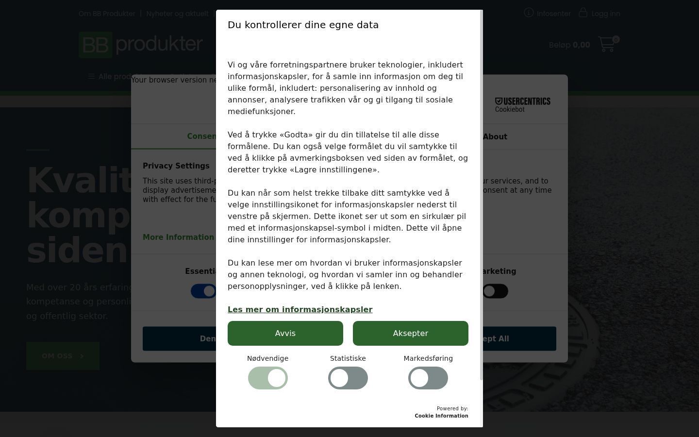 Screenshot of the consent banner shown before any interaction