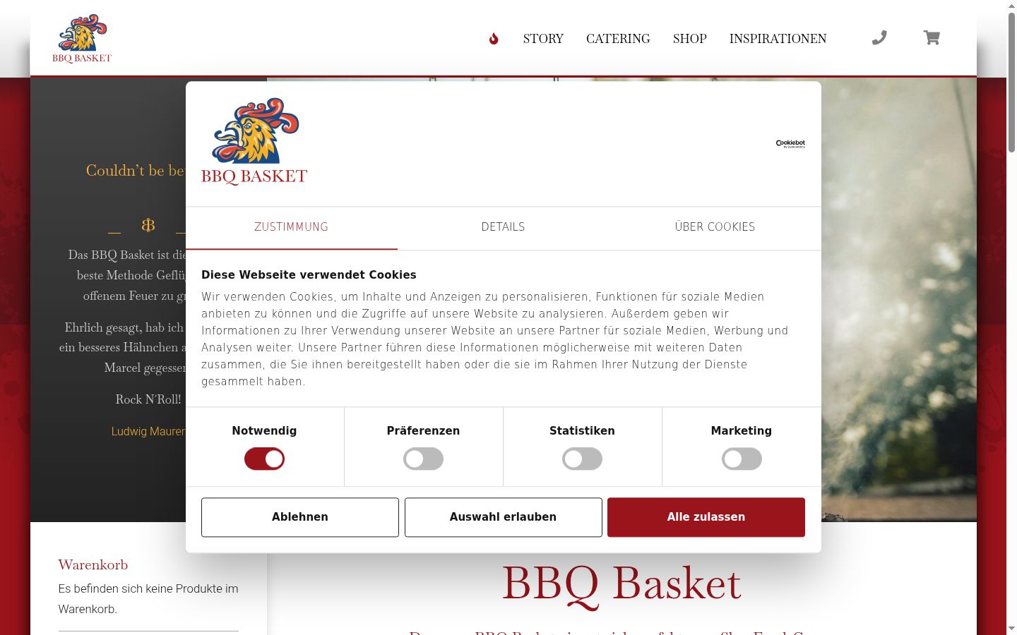 Screenshot del banner di consenso mostrato prima di qualsiasi interazione
