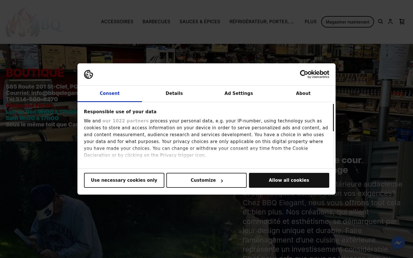 Screenshot of the consent banner shown before any interaction