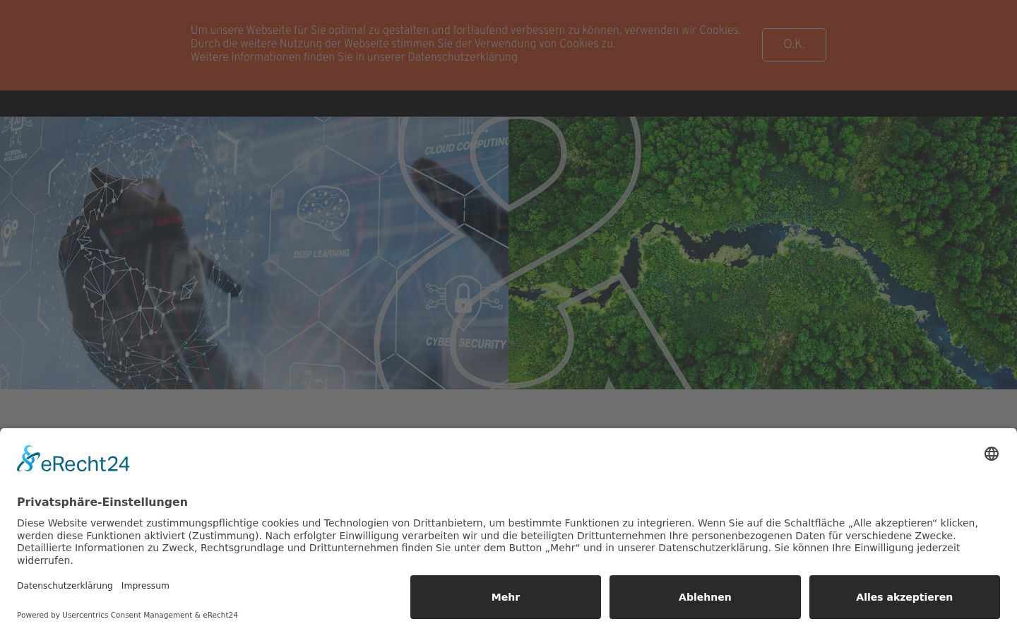 Screenshot des Einwilligungsbanners vor jeglicher Interaktion