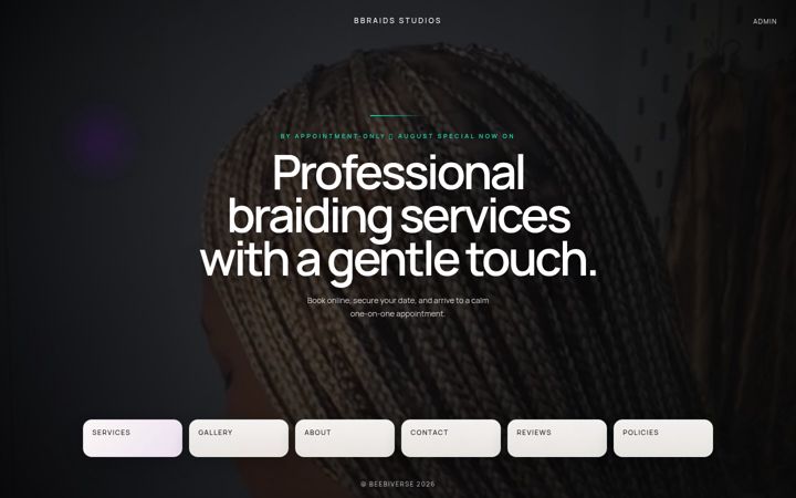 Screenshot of bbraidsstudios.com