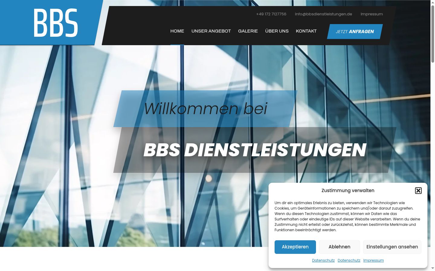 Screenshot des Einwilligungsbanners vor jeglicher Interaktion