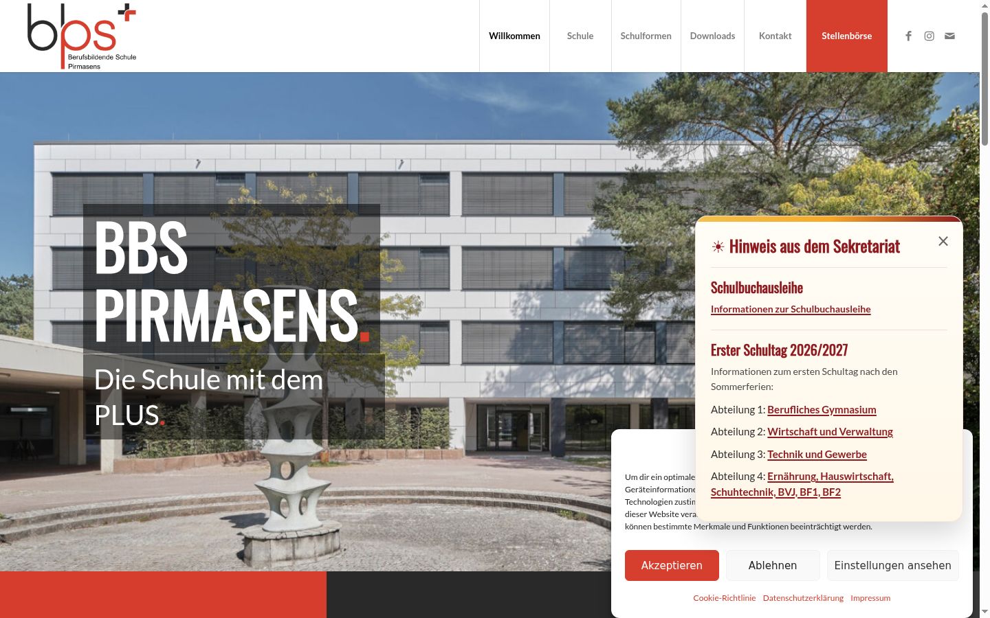 Screenshot des Einwilligungsbanners vor jeglicher Interaktion