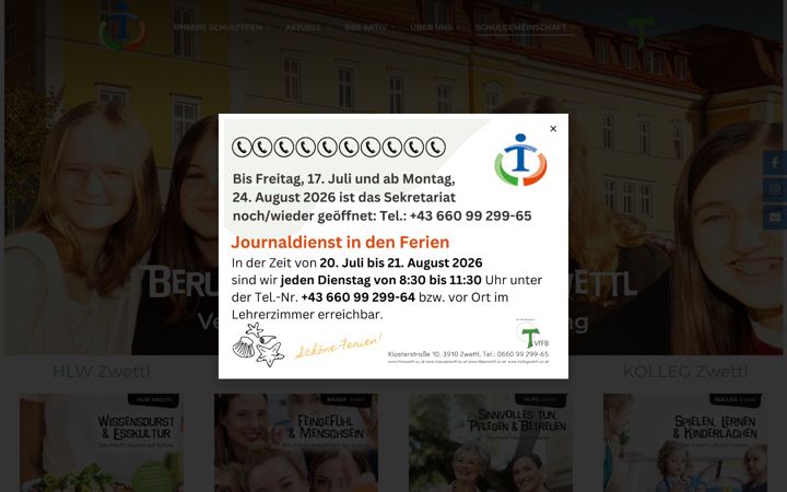 Screenshot of bbszwettl-vffb.ac.at
