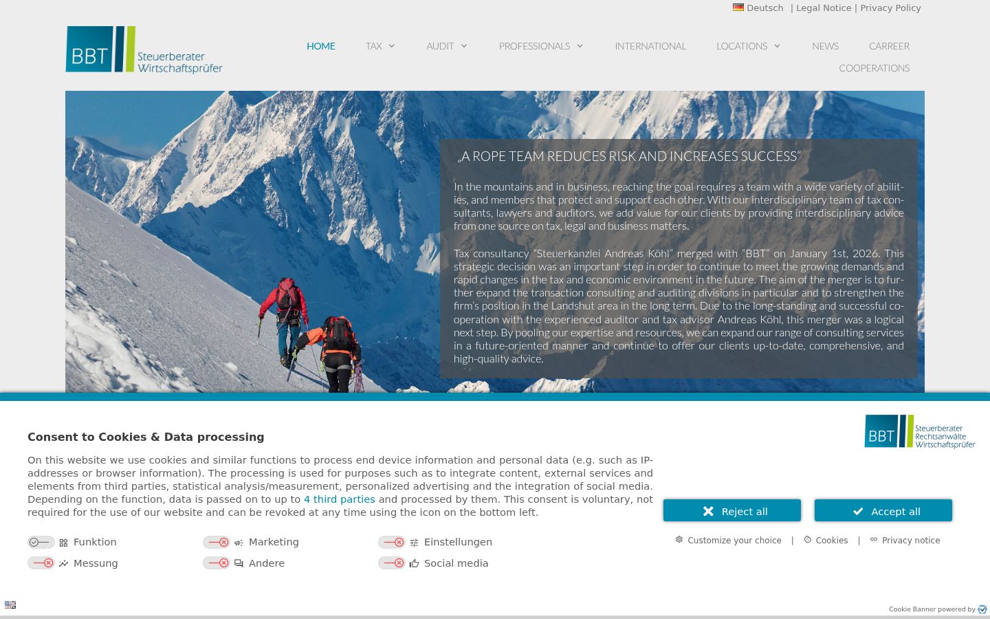 Screenshot del banner di consenso mostrato prima di qualsiasi interazione