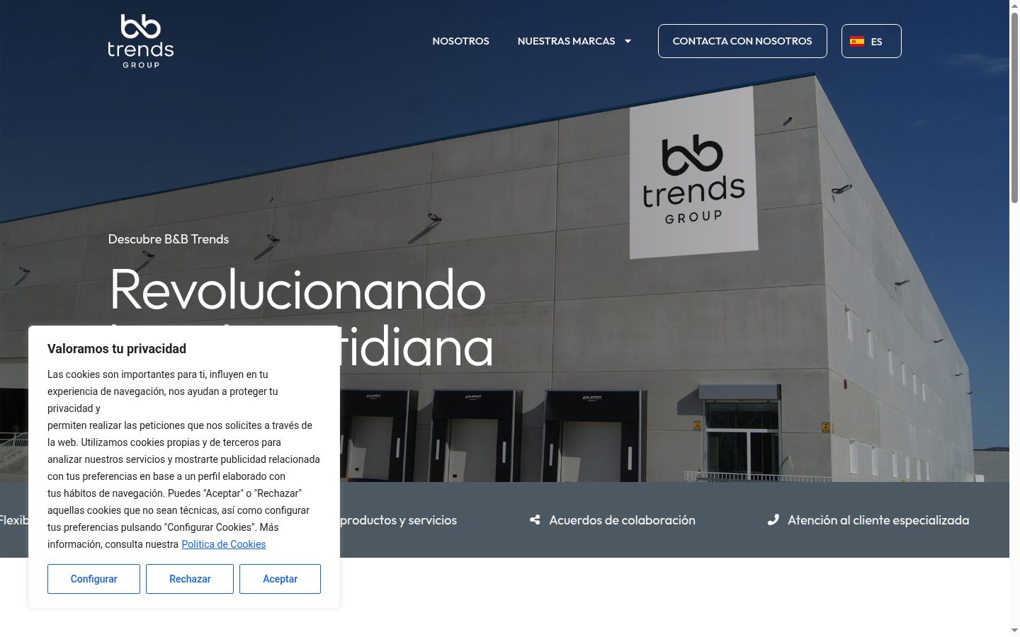 Captura de ecrã do banner de consentimento apresentado antes de qualquer interação