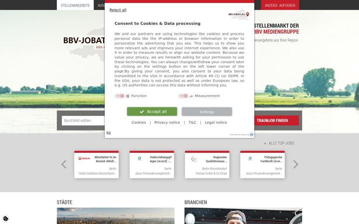 Posnetek zaslona bbv-jobatlas.de