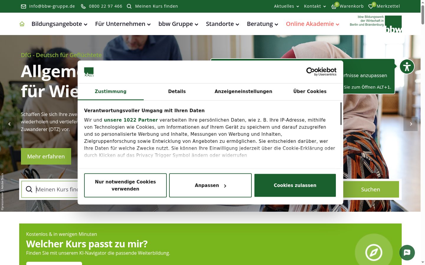 Posnetek zaslona pasice za privolitev, prikazane pred kakršno koli interakcijo