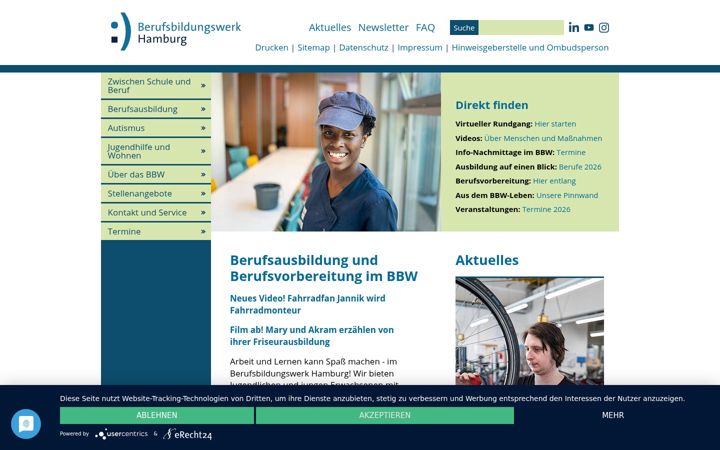Screenshot of bbw-hamburg.de