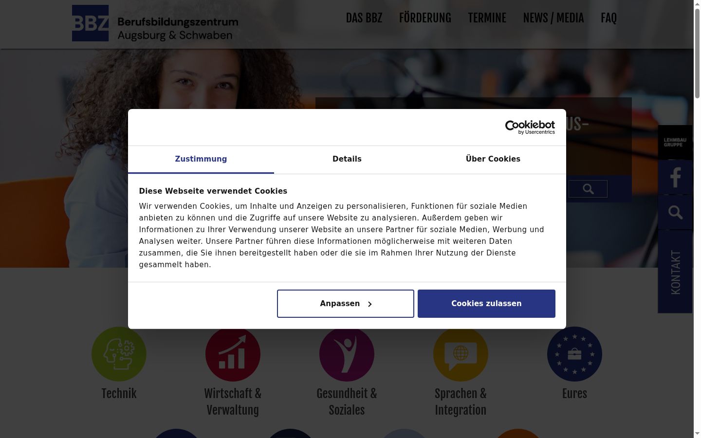 Screenshot des Einwilligungsbanners vor jeglicher Interaktion