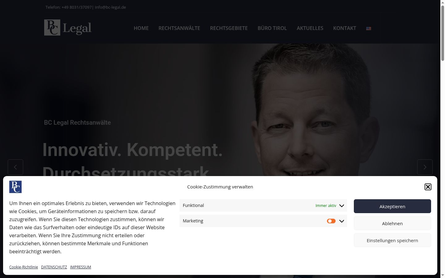 Screenshot of the consent banner shown before any interaction