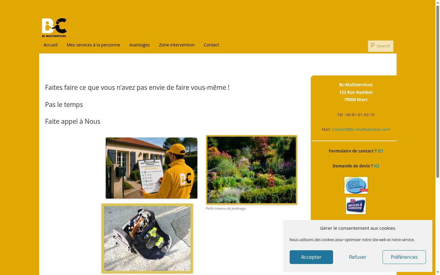 Capture d'écran de la bannière de consentement affichée avant toute interaction