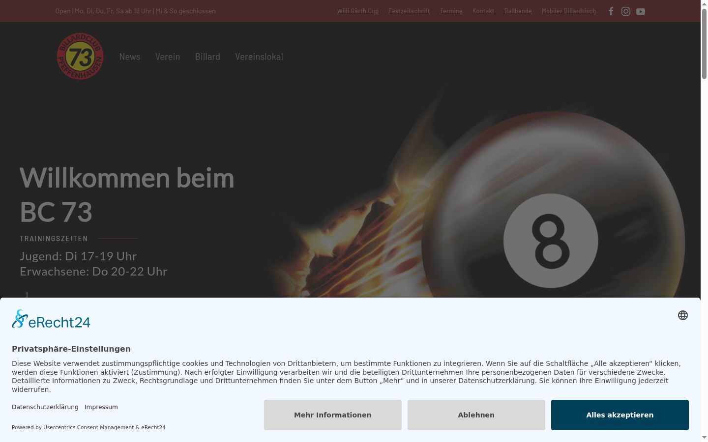 Screenshot del banner di consenso mostrato prima di qualsiasi interazione