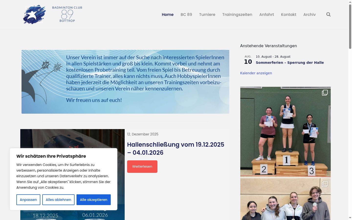 Screenshot del banner di consenso mostrato prima di qualsiasi interazione