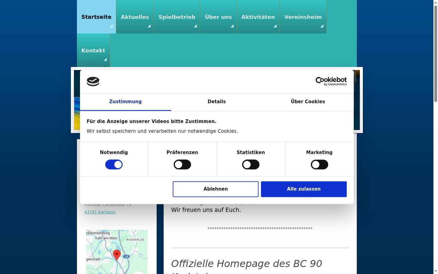 Screenshot tal-banner tal-kunsens muri qabel kwalunkwe interazzjoni