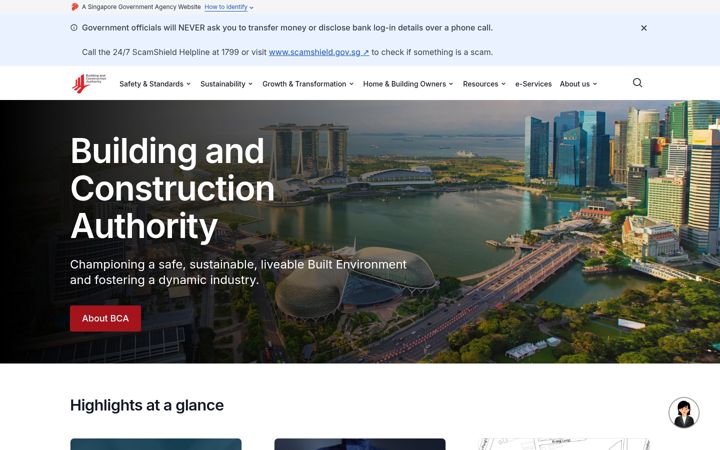 Screenshot of bca.gov.sg