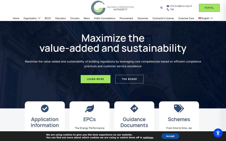 Screenshot of bca.org.mt