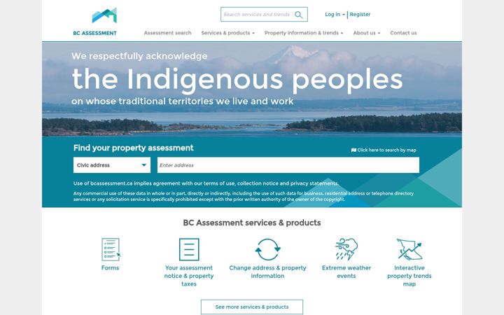Screenshot of bcassessment.ca