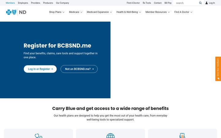 Screenshot of bcbsnd.com