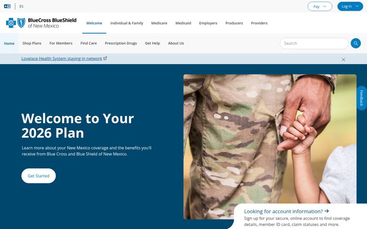 Screenshot of bcbsnm.com