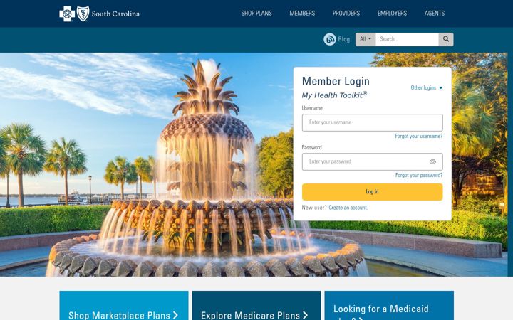 Screenshot of bcbssc.com
