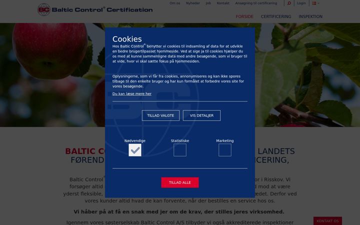 Screenshot of bccertification.dk