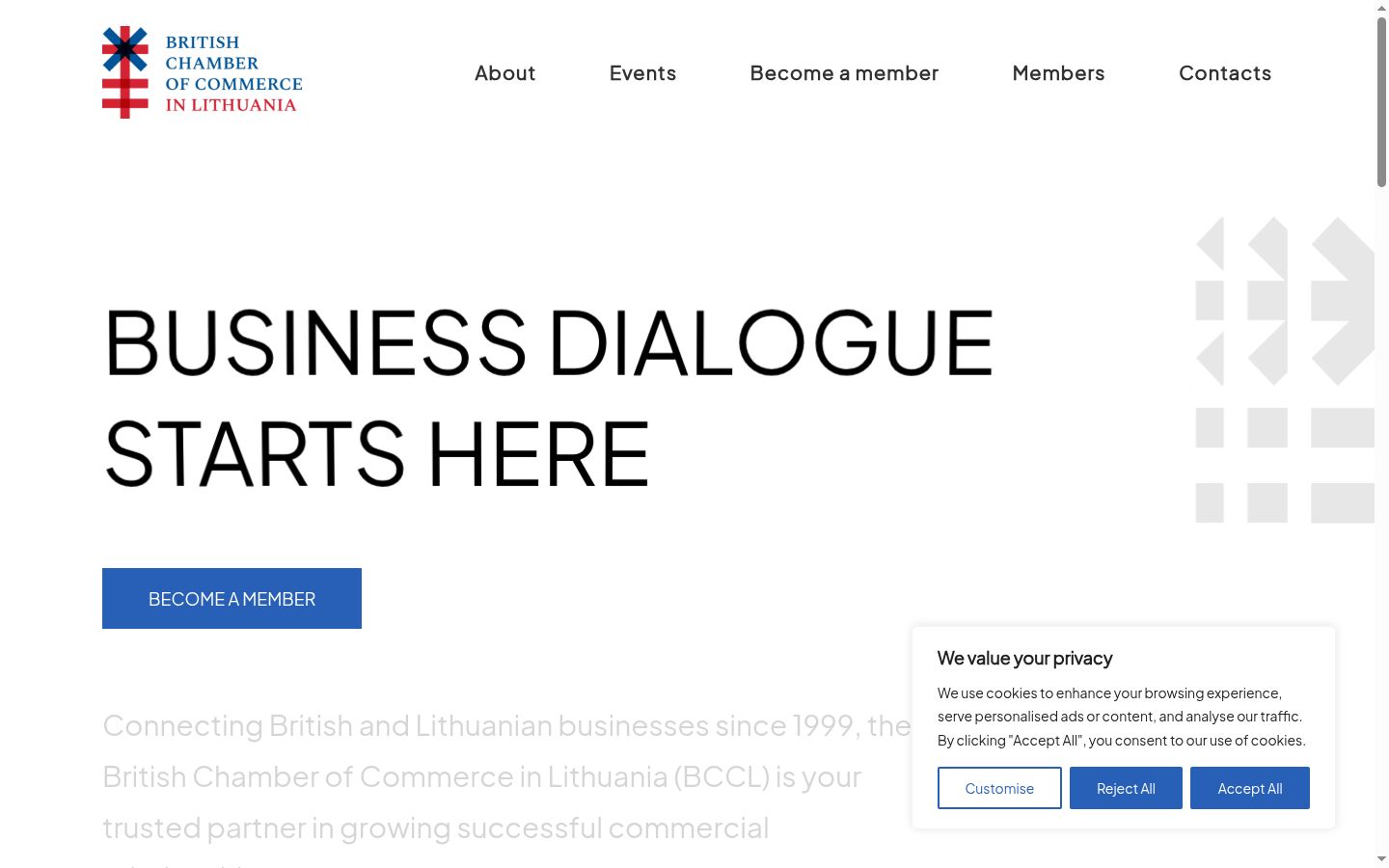 Screenshot of the consent banner shown before any interaction