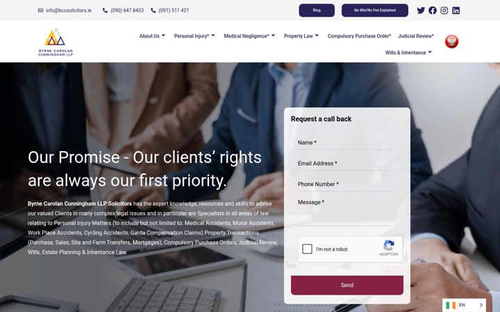 Screenshot von bccsolicitors.ie