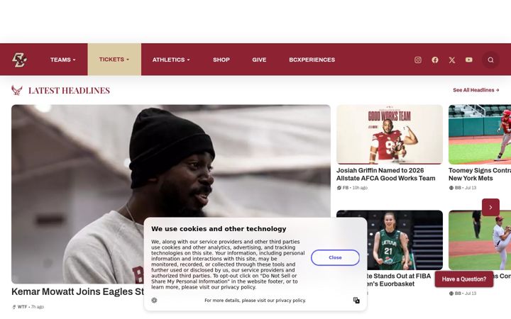 Screenshot of bceagles.com