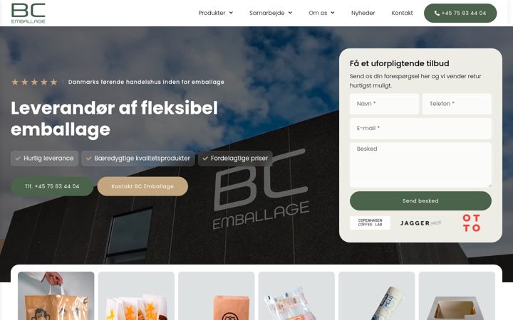 Screenshot von bcemballage.dk