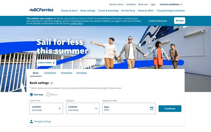 Skärmbild av bcferries.com