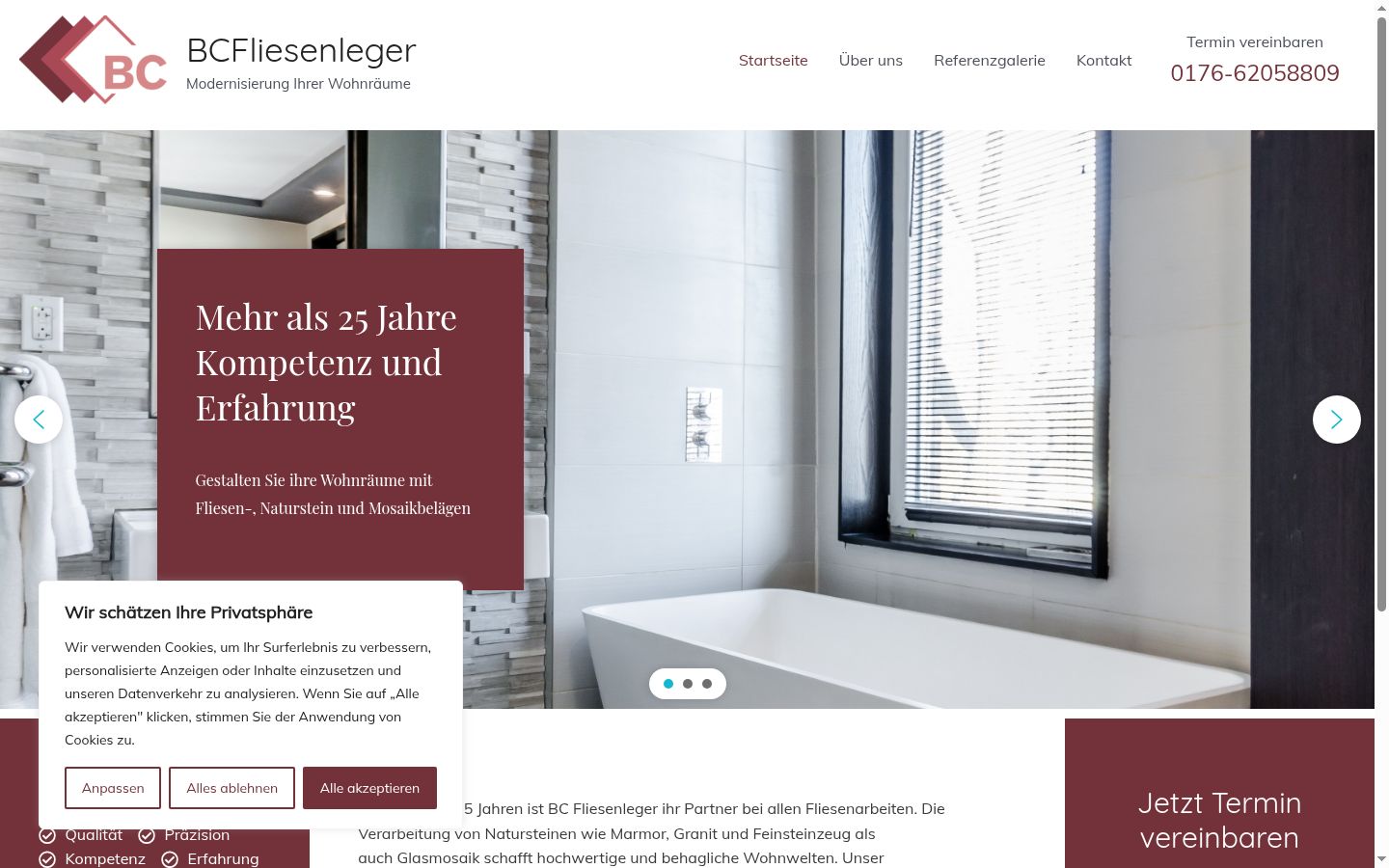 Capture d'écran de la bannière de consentement affichée avant toute interaction