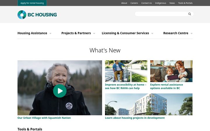 Screenshot of bchousing.org