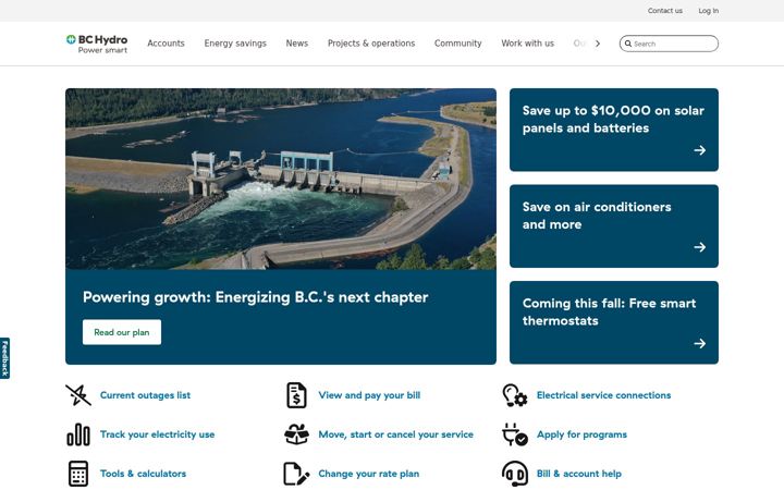 Skærmbillede af bchydro.com