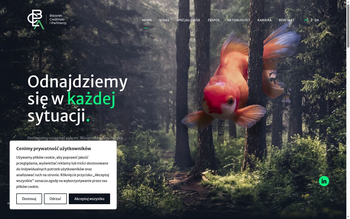 Zrzut ekranu banera zgody wyświetlanego przed jakąkolwiek interakcją