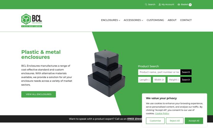 Screenshot of bclenclosures.com