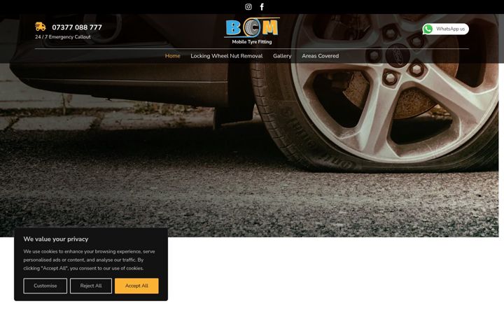 Screenshot of bcmtyreservices.co.uk
