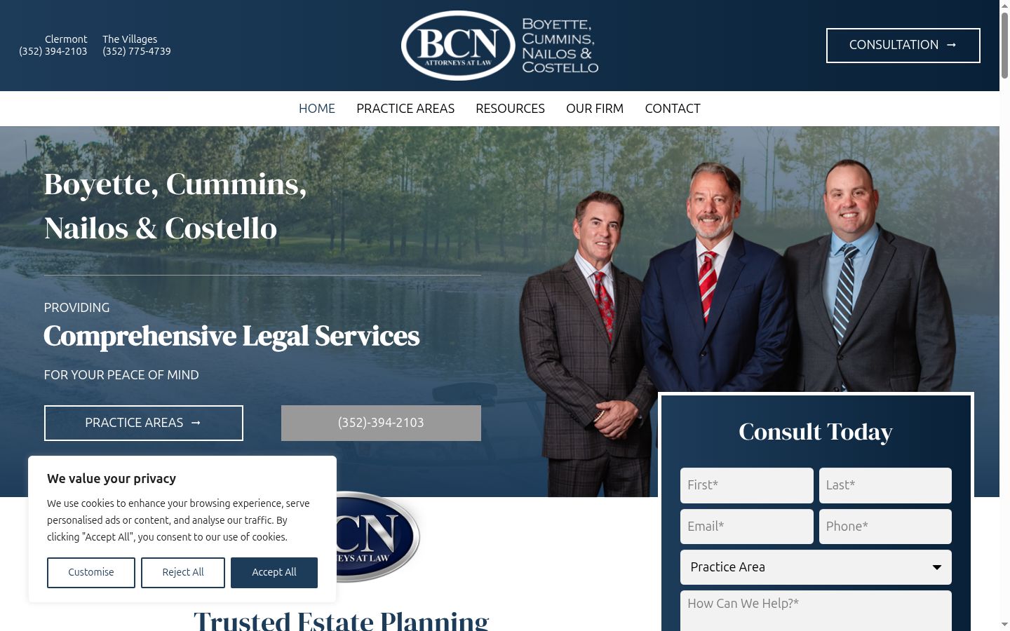 Screenshot of the consent banner shown before any interaction