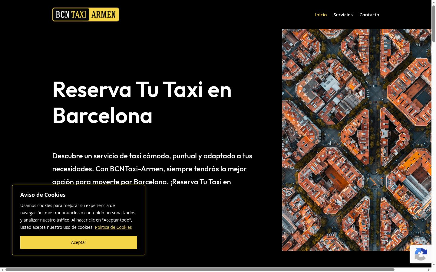 Captura de pantalla del banner de consentimiento mostrado antes de cualquier interacción