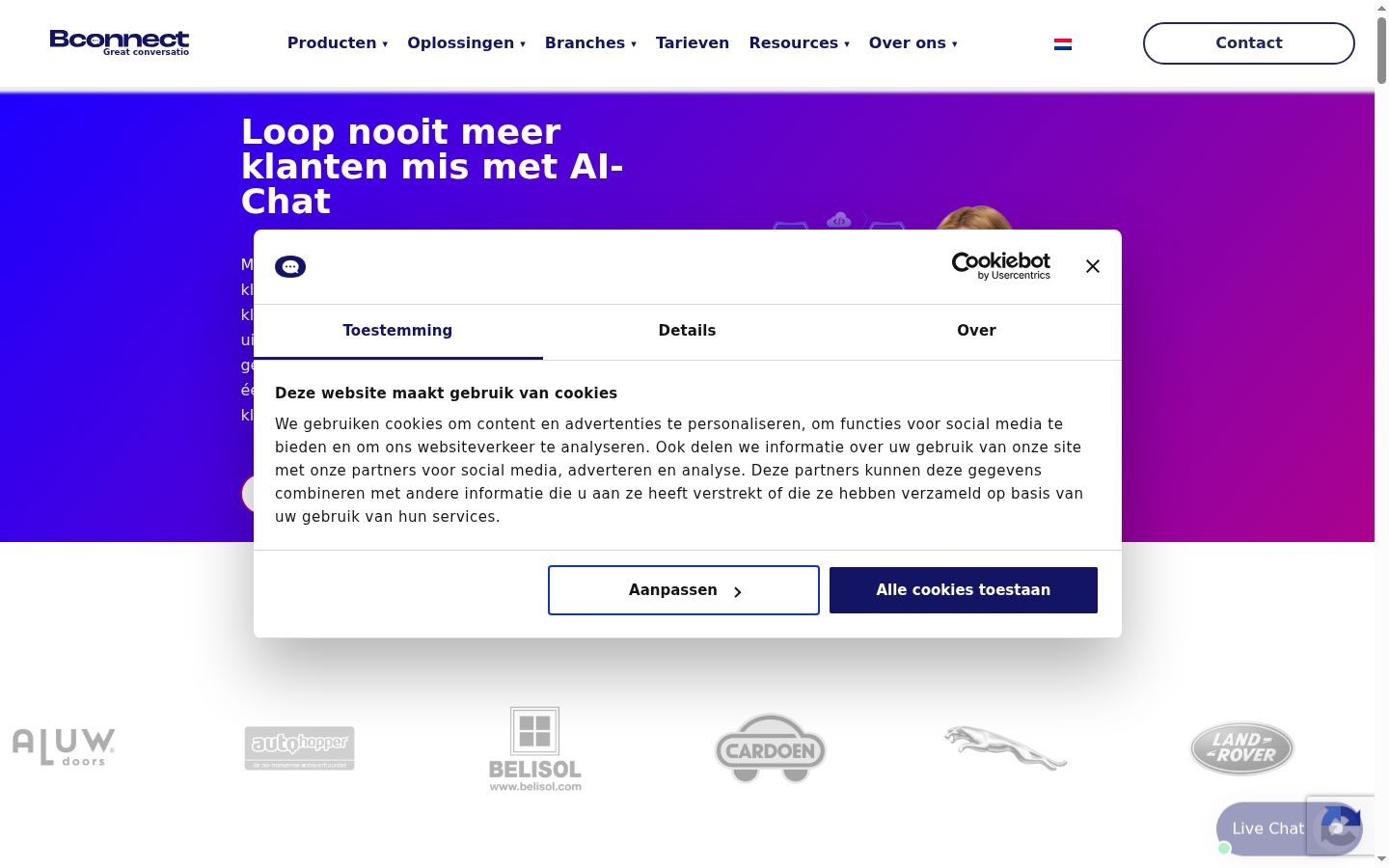 Ekraanipilt nõusolekubännerist, mida näidati enne mis tahes suhtlust